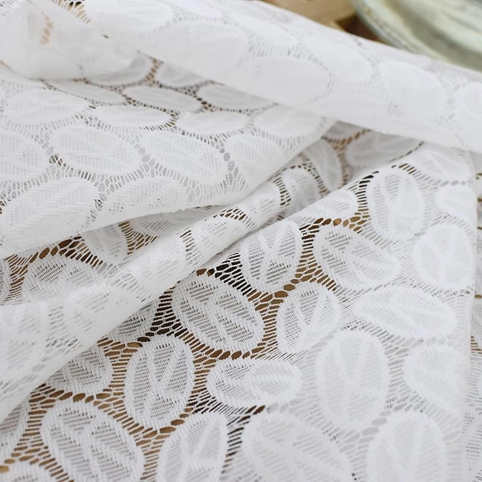 Beydodo Rideaux Voilage Salon Lot de 2, Rideau Transparent Chambre 102 x 183 Oeillet, Dentelle Blanche Brodée De Feuilles