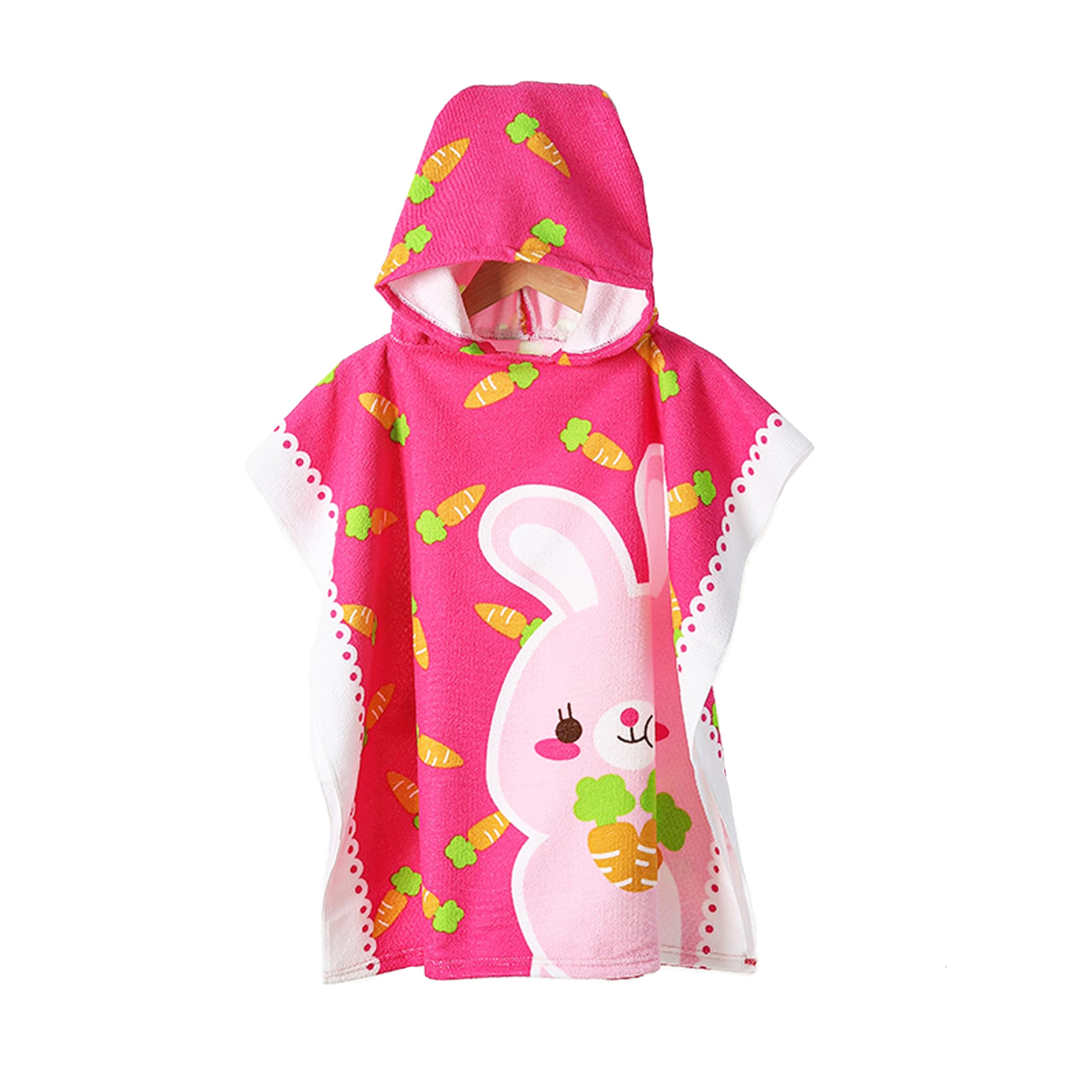 ED-Lumos ED-Lumos Toalla Infantil con Capucha de niño y niña Toalla de Playa Toalla de Baño Poncho Toalla Poncho para Niñas Niños de 2 a 8 años Rosa Conejo