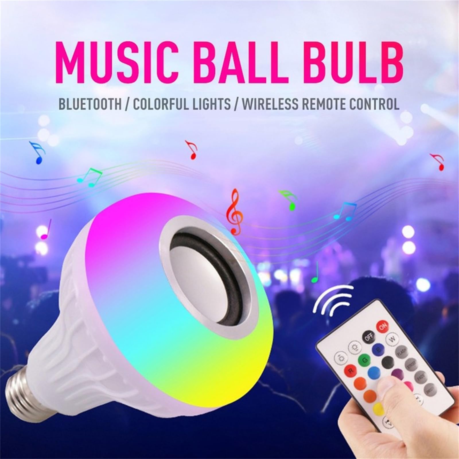 Żarówka LED, 12W E27 RGB Bluetooth Light Music Multicolor Zmiana żarówek Inteligentne żarówki LED Bluetooth z pilotem na imprezę domową,4pcs
