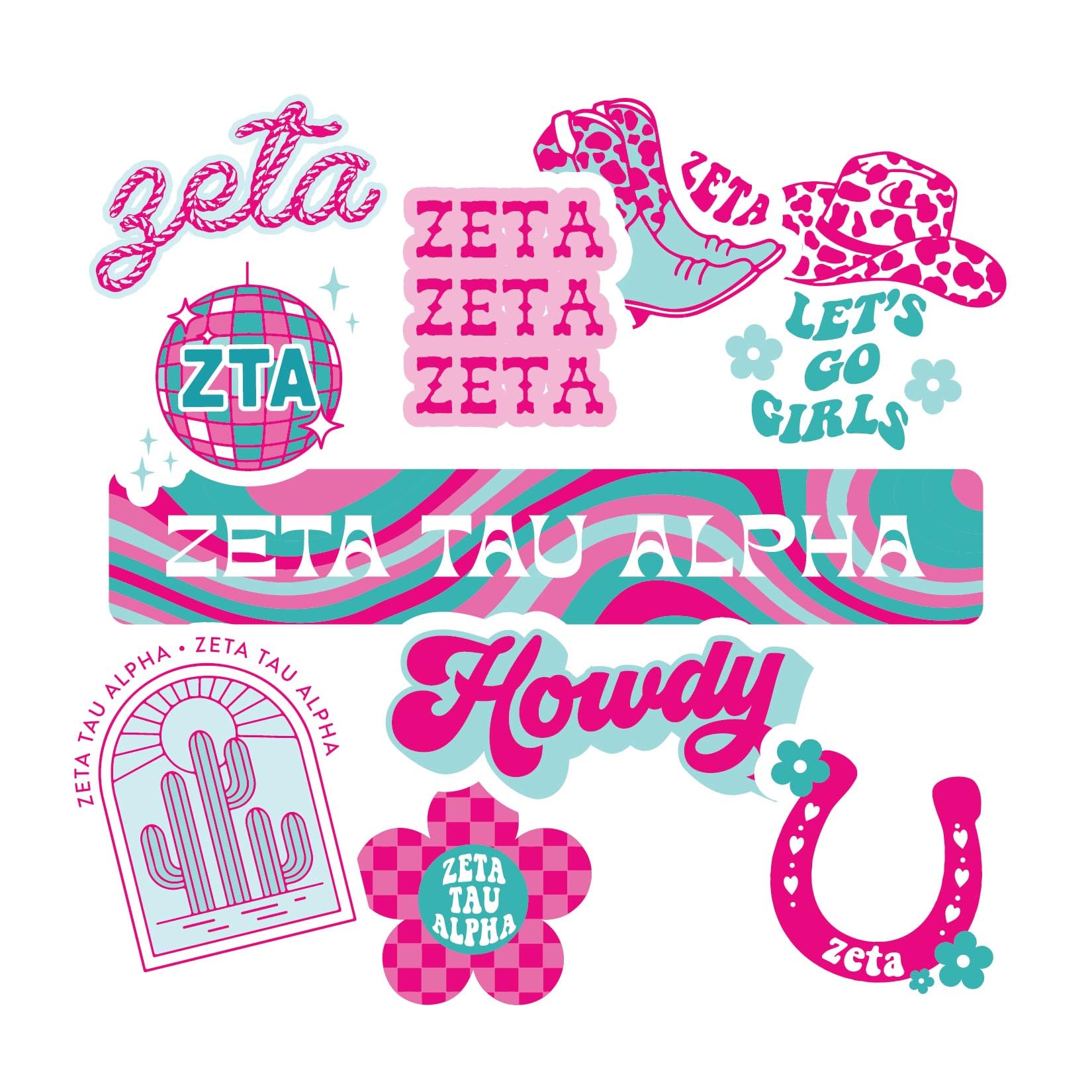 Zeta Tau Alpha feuille d'autocollants en vinyle amovible par Sorority Shop