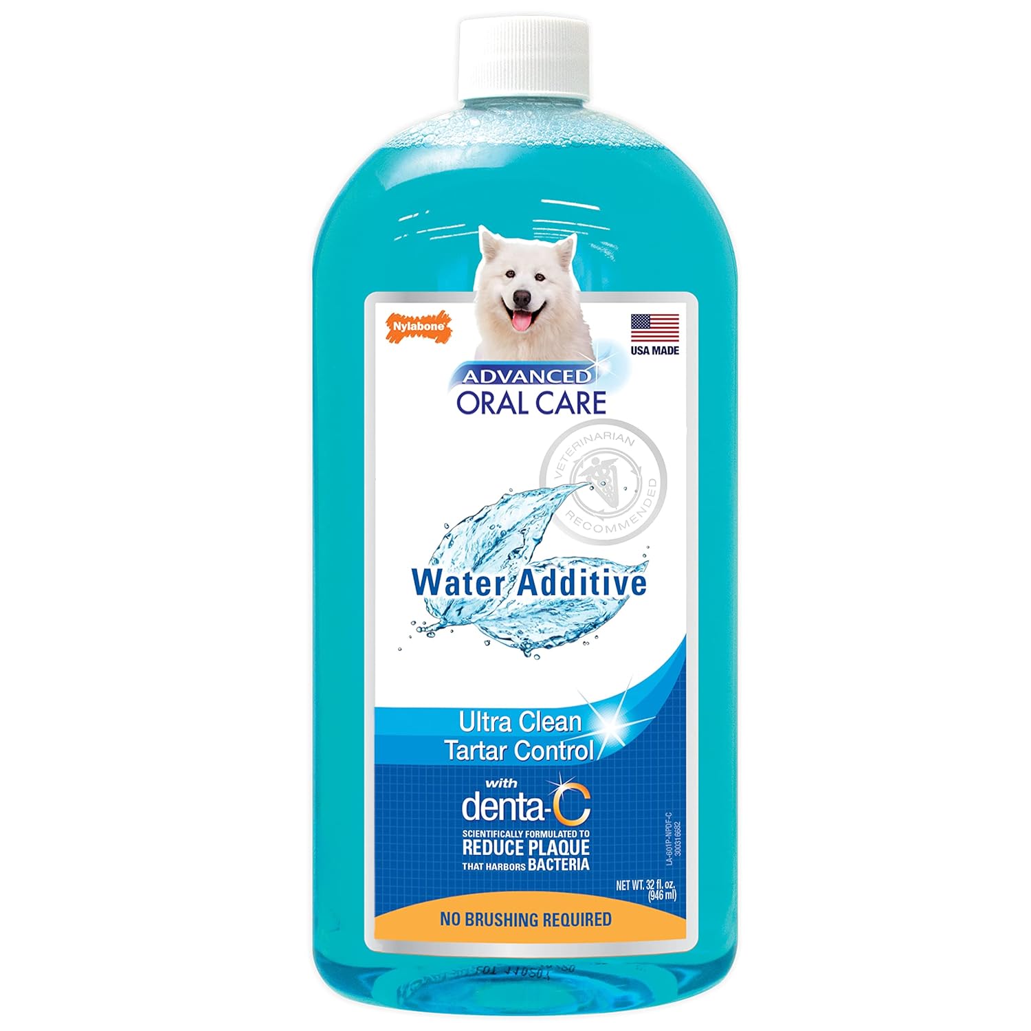 Nylabone Advanced Oral Care Pet Dental Water Additive, Liquid Tartar Remover & Breath Freshener for Dogs, Dog Teeth-Cleaning, Original Flavor, 32 oz.