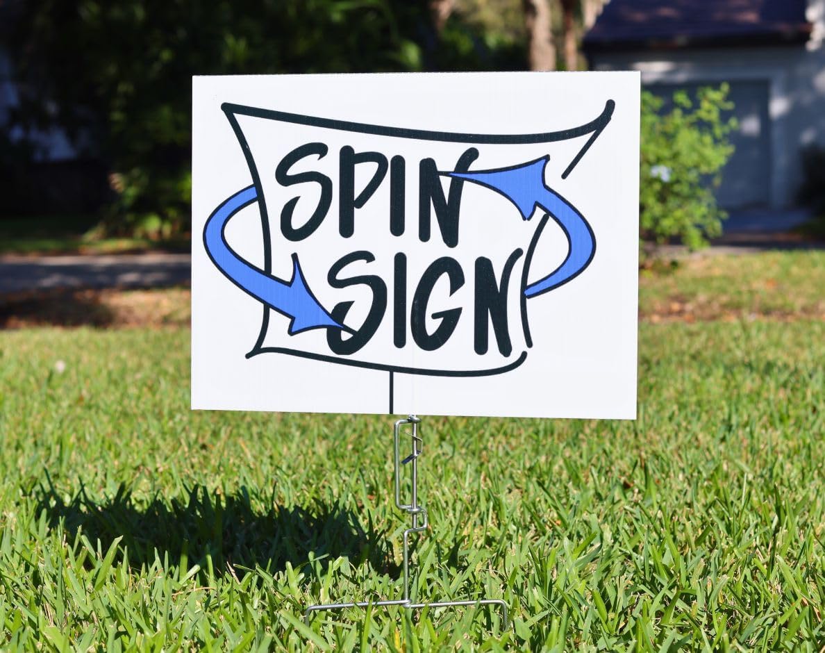 Spinning Yard Sign Stakes | 5 PK | Worlds First Spinning Yard Sign Stakes | Heavy Duty Steel | Works with Any Corrugated Sign | Stays up Longer