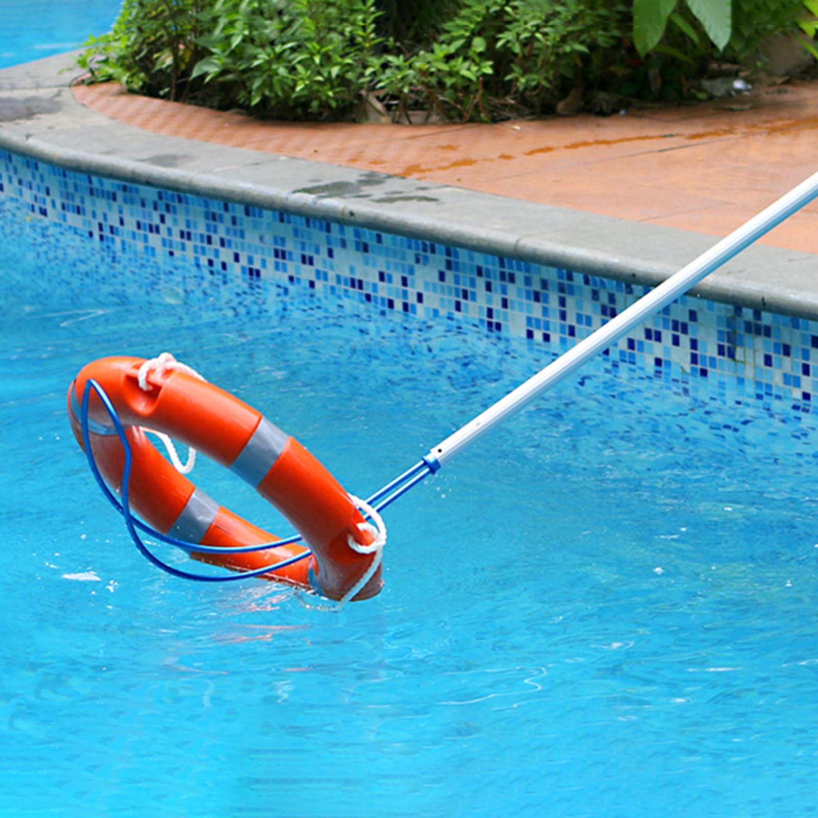 Pertiga Piscina Postes Metálicos de Piscina para Salvavidas, Poste de Rescate de Emergencia con Gancho de Seguridad Curvo, Pértiga Telescópica Salvavidas para Lancha Rápida de Piscina.(5m(16.4ft))
