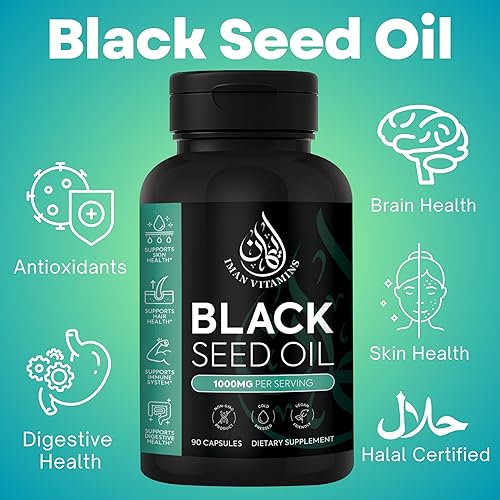 Miniatura 3 de Cápsulas de aceite de semilla negra natural Halal de 1000 mg prensadas en frío, veganas, cápsulas de Nigella Sativa sin OMG, píldoras sin gluten, 90