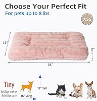 Vista 4 de Extra Small Dog Crate Pad 18 x 12 Dog Beds for Tiny Dogs Deluxe Corduroy Fleece Fluffy Comfy Kennel Pad Washable Cute Flat Cat Bed Mat Pink Pet