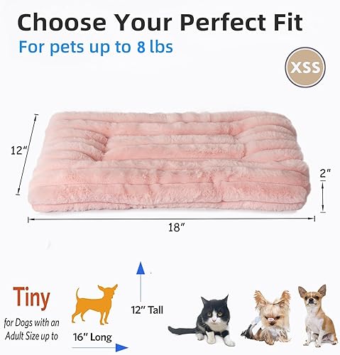 Miniatura 4 de Extra Small Dog Crate Pad 18 x 12 Dog Beds for Tiny Dogs Deluxe Corduroy Fleece Fluffy Comfy Kennel Pad Washable Cute Flat Cat Bed Mat Pink Pet