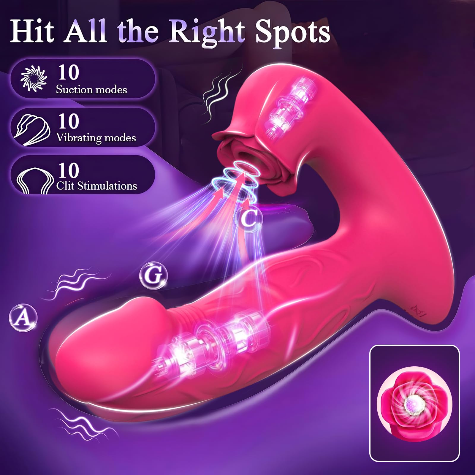 vibradorador mujer juguetes eróticos, Succionador Clítoris Vibrador femenino,Vibradores Punto G con control remoto, 10 * 10 modos, consoladores para mujer con vibración juguetes sexuales