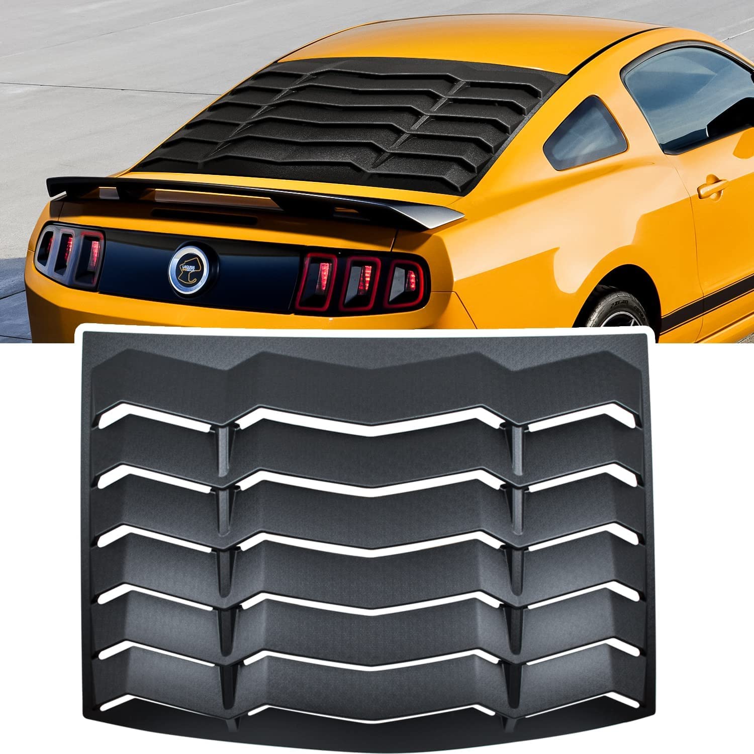 Bonbo Rear Window Louvers Windshield Sun Shade Cover Fit for Ford Mustang 2005 2006 2007 2008 2009 2010 2011 2012 2013 2014 in GT Lambo Style (Matte Black)