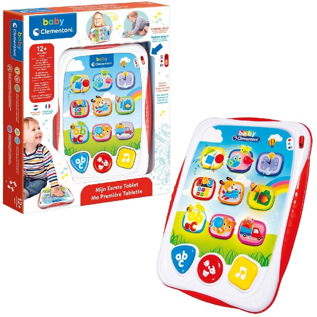 Clementoni Ma Première Tablette Bébé 12 Mois+ - Jouet Éducatif Interactif 12 Activités Chiffres Lettres Musique Sons Lumière