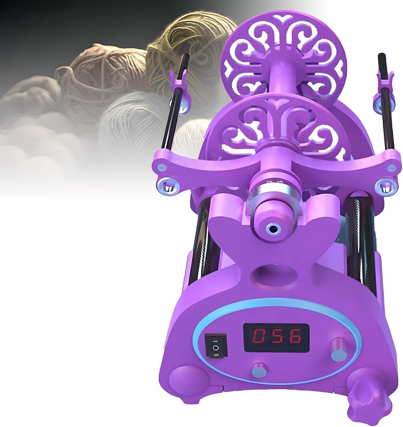 Electric Spinning Wheel for Yarn Making - Adjustable 800rpm, Dual Capacity 20g & 240g, Perfect for Roving & Weaving Projects, Purple & Blue Purple+Pink
