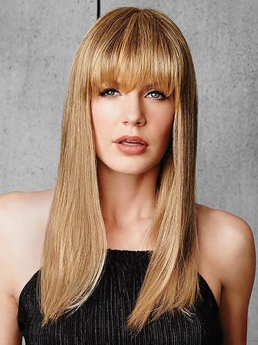 Miniatura 4 de Fringe Top of Head Color SS1488 SHADED GOLDEN TRIGO  Extensiones de pelo clip en el top Tru2Life calor sintético volumen monofilamento base postizo
