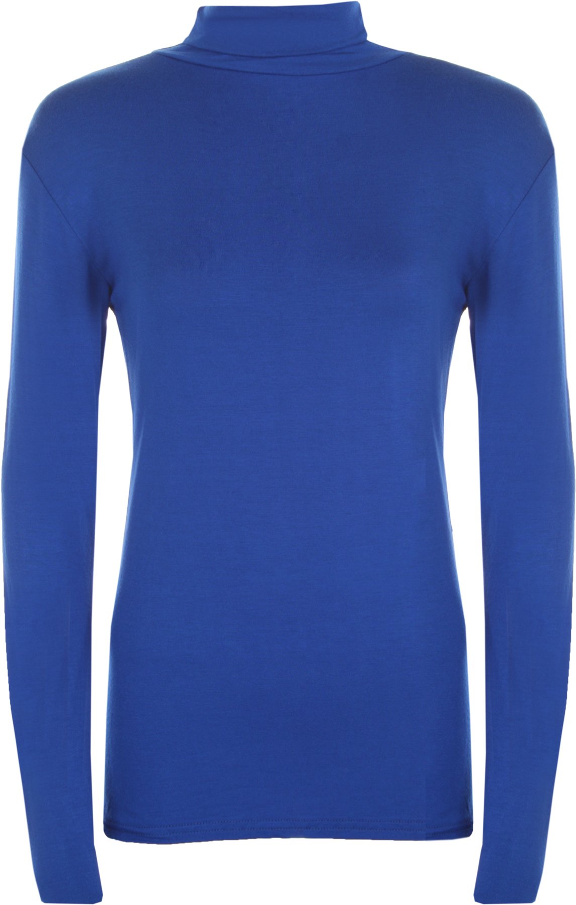 WearAll New Ladies Polo Neck Stretch Long Sleeve Womens Plain Top Jumper Royal Blue 8/10