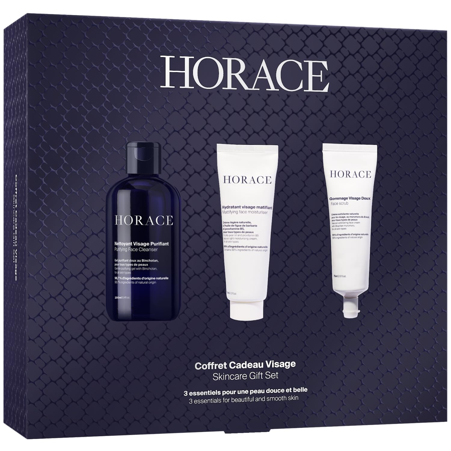 Face Kit for Men - Gift Set with Purifying Face Cleanser, Gentle Face Scrub, and Mattifying Face Moisturiser - Skincare Set for Cleansing and Hydrating