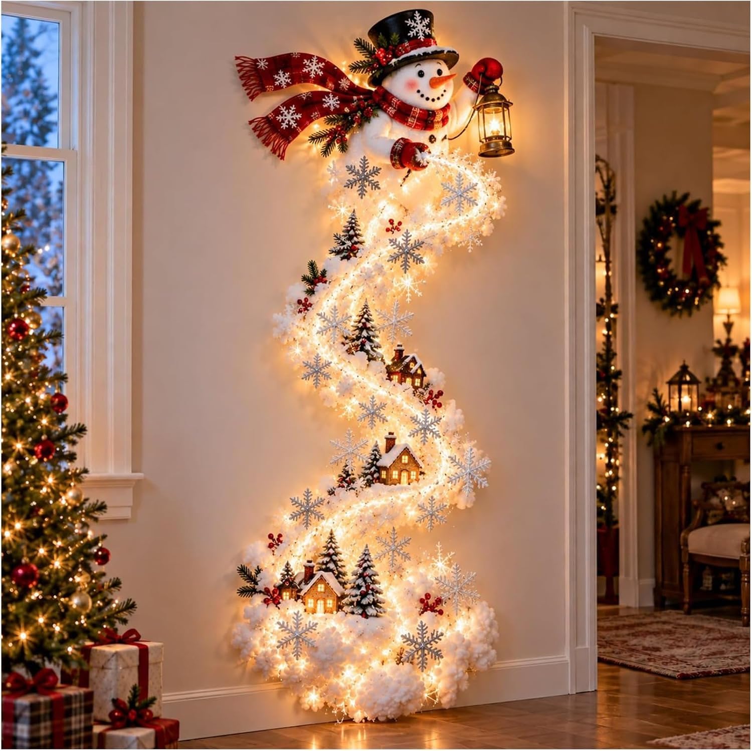 Christmas Trail Wall Light, LED Christmas Wall Decor with Warm White Glow