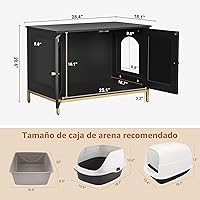 Vista 5 de Homhedy Gabinete para Caja de Arena para Gatos, Muebles de Baño para Gatos con Marco de Metal, Casa para Mascotas, Se Adapta a la Mayoría de Cajas