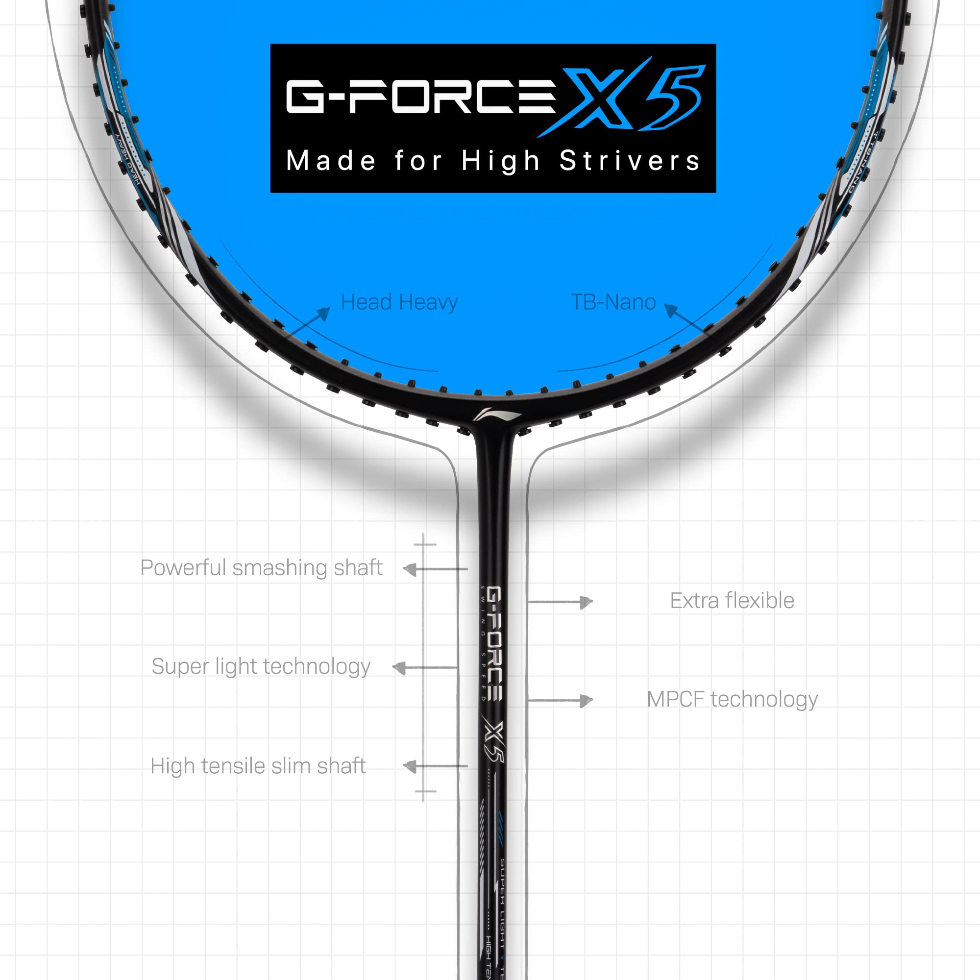 Amazon | Li-Ning G-Force X5 カーボンファイバーバドミントンラケット