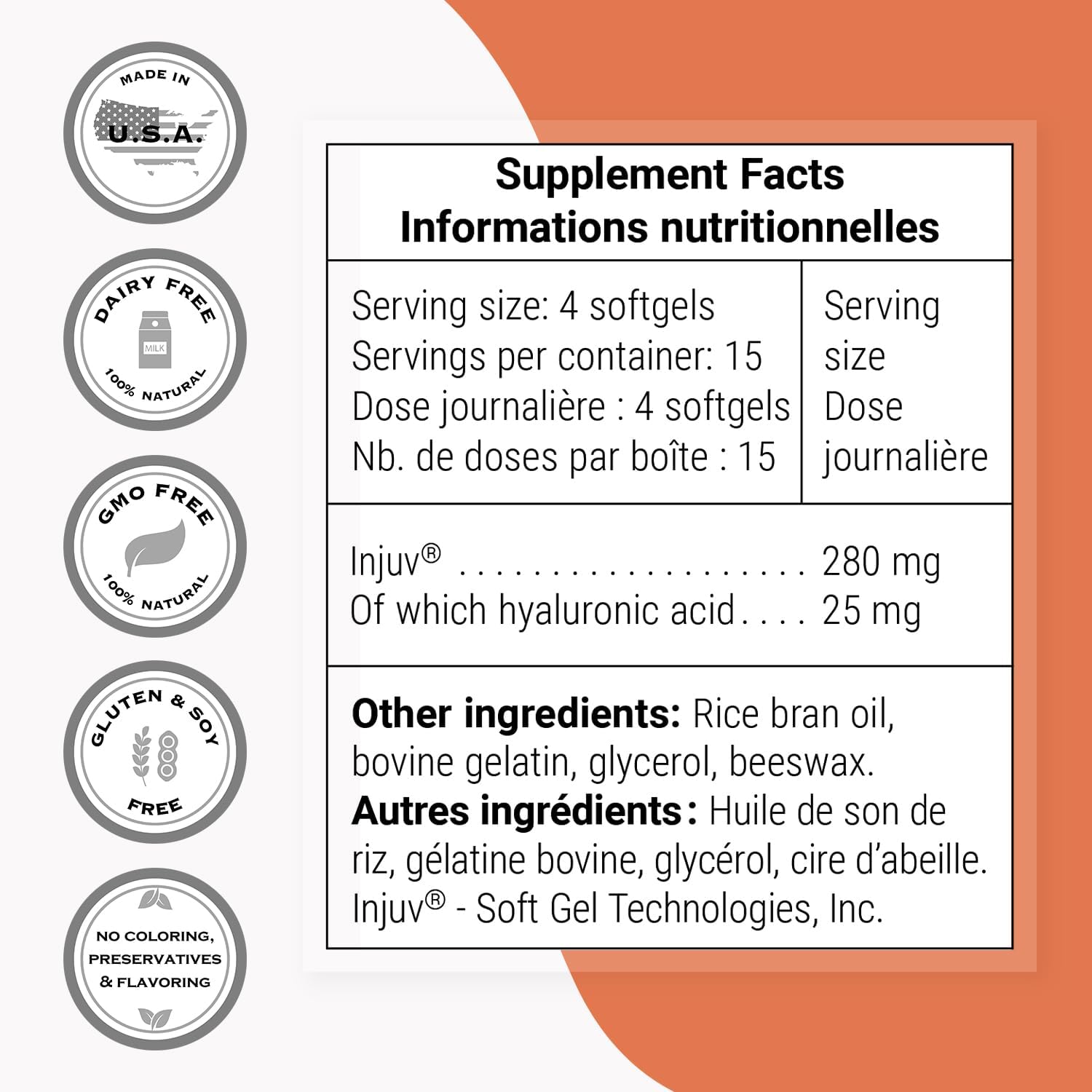 Supersmart - Injuv Hyaluronic Acid 280mg per Day (Highly Bioavailable) - Patented Hyaluronic Acid HA Supplement - Skin & Joints | Gluten Free - 60 Softgels
