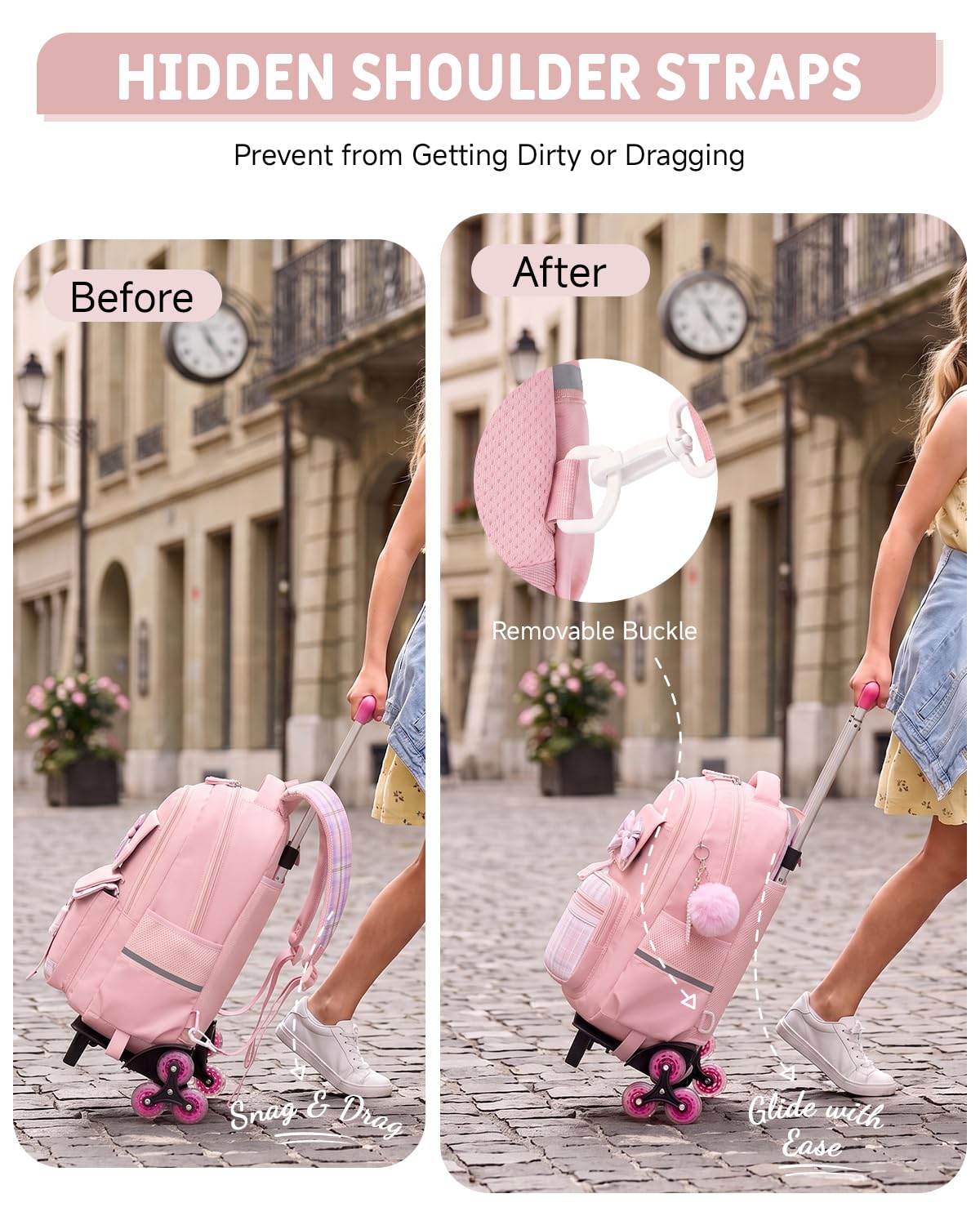 Tanou Cartable a Roulette Fille pour École Primaire et College, 24L