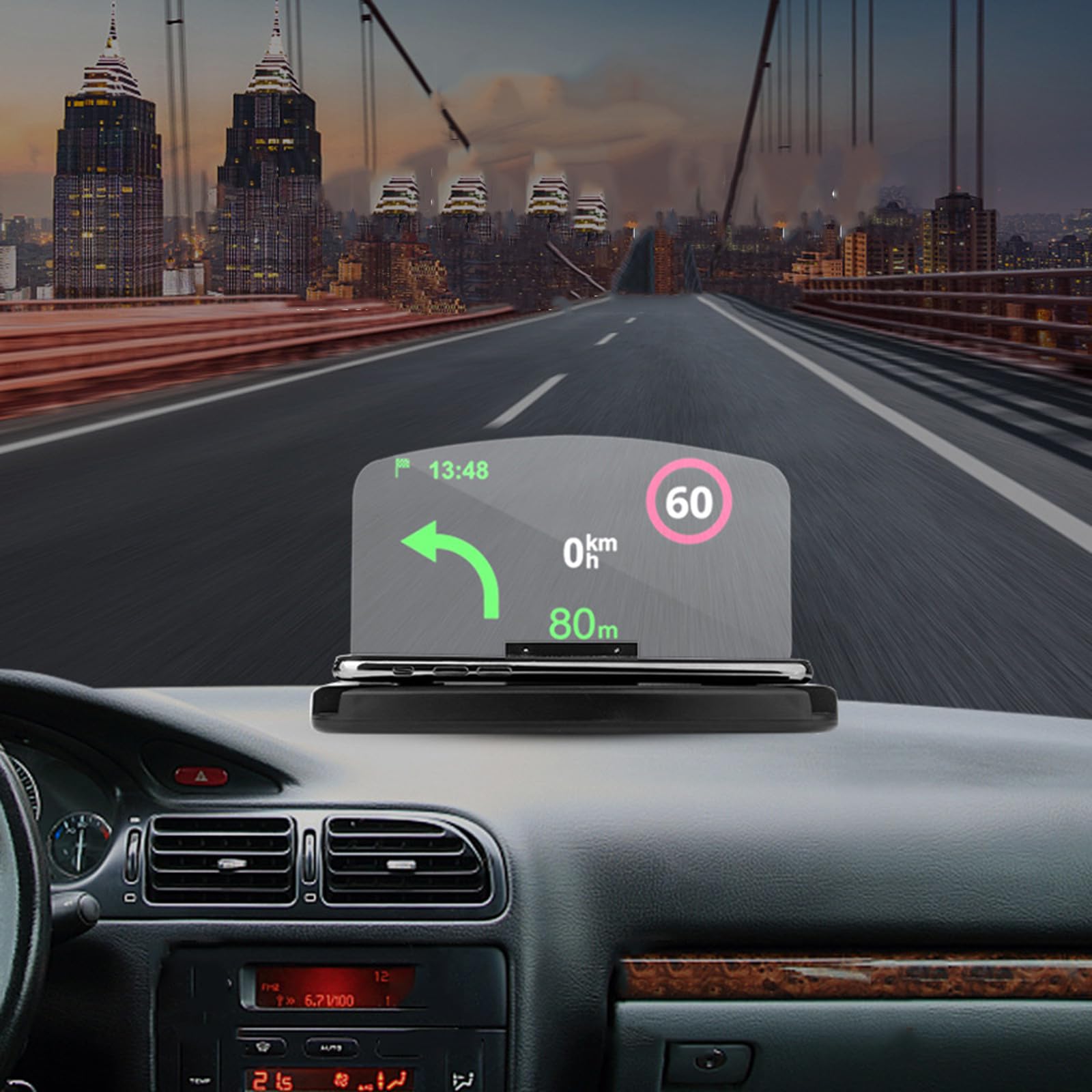 Cargador inalámbrico con navegación, compatible con Android e iOS, cargador de coche con pantalla de cabeza hacia arriba, carga rápida