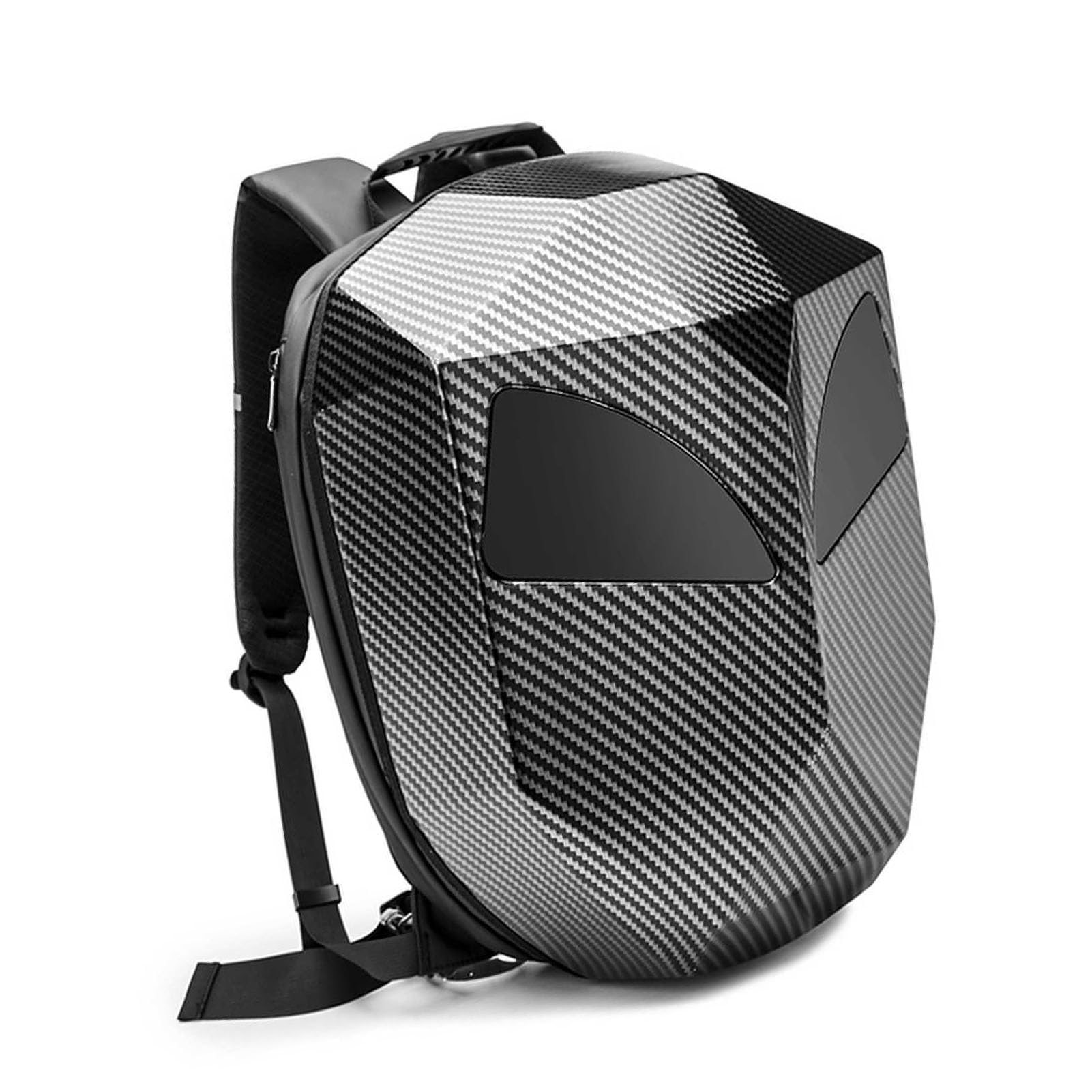 Luocute Programmierbarer LED-Rucksack, Erweiterbare wasserdichte Hartschalen-LED-Laptoptasche für Reisen, Motorradfahren, USB-betriebene Helm-Aufbewahrungstasche
