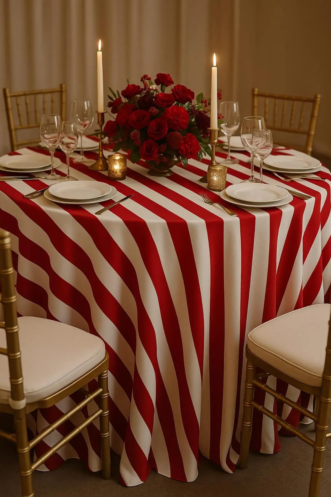 LushFabric Tissu à rayures Sofia - 4 cm de large - Pour rideaux, tapisserie, décoration d'intérieur, chemin de table, 140 cm de large (2 m, rouge)