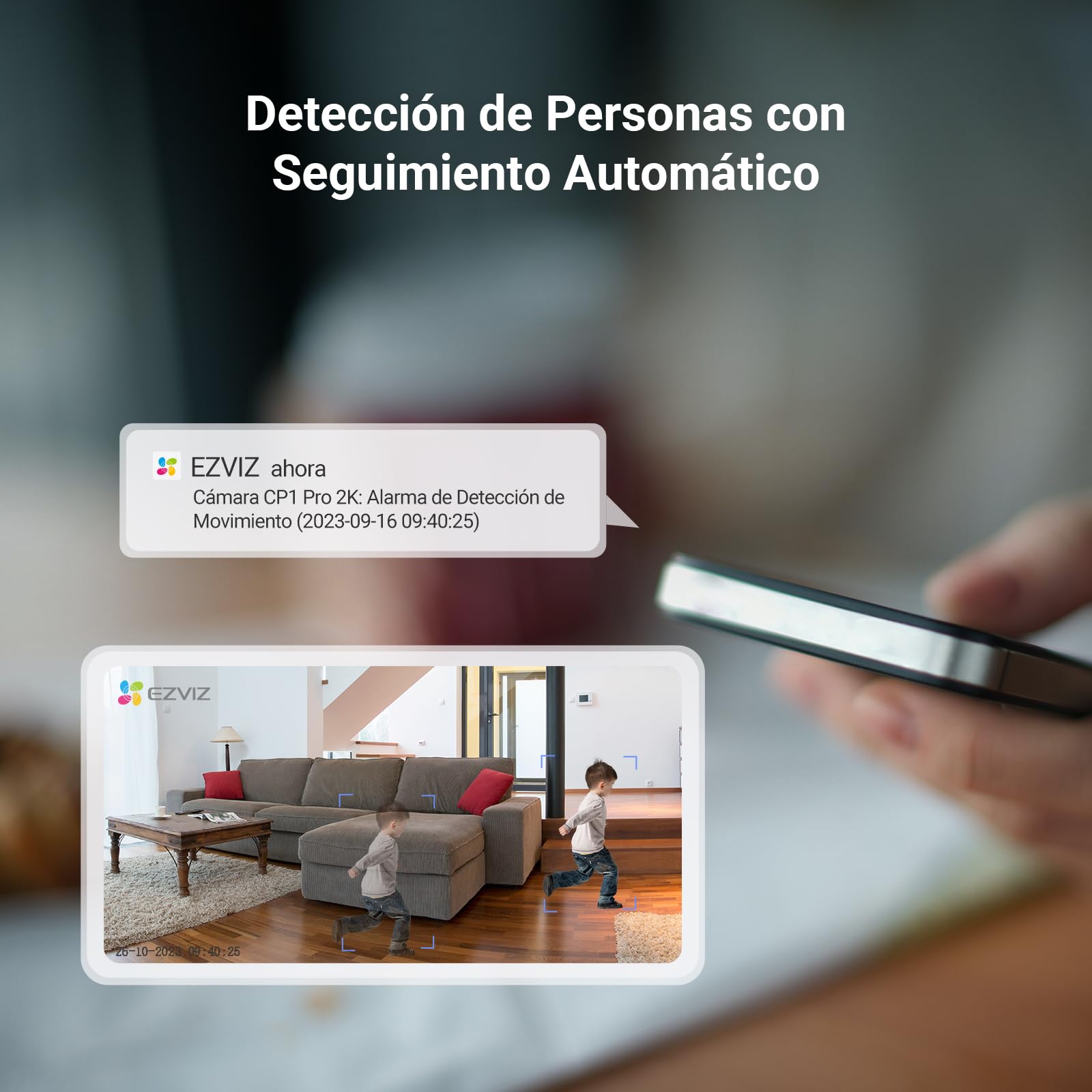EZVIZ 2pk CP1 2K Camara Vigilancia WiFi Interior con Seguimiento Automático, Cámara IP Domicilio WiFi 360° para Bebe con Visión Nocturna Color, Detección Humana, Llamada Bidireccional, Soporta 512GB
