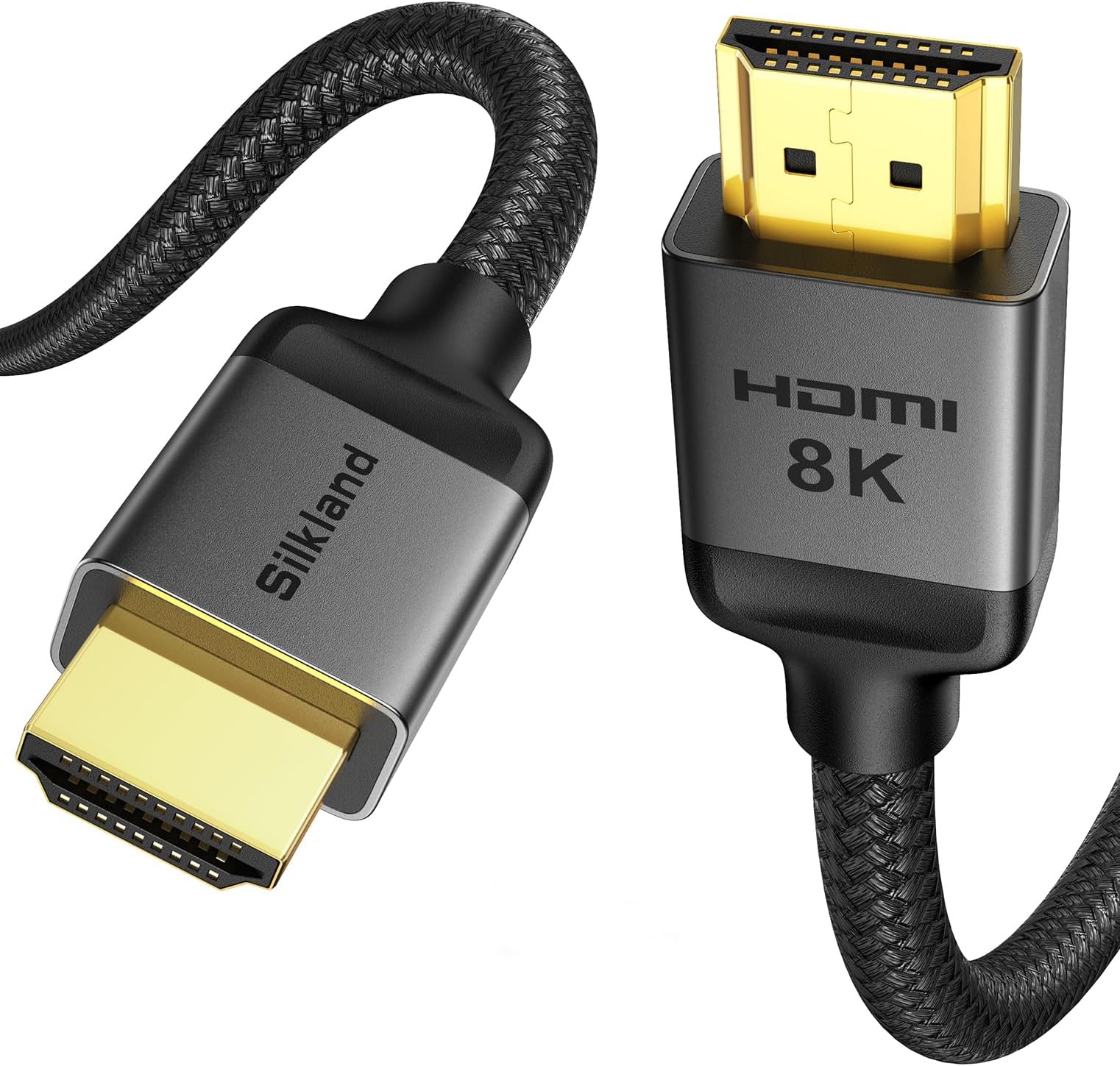 Silkland 8K HDMI®Cable 5M Certified, [8K@60Hz, 4K@120Hz/144Hz, 2K@240Hz] Long HDMI Lead 48Gbps Upgrade Braided, HDR, eARC, DTS:X, VRR, HDCP2.3, Compatible for Xbox Series X/S/PS5/PS4/Samsung TV