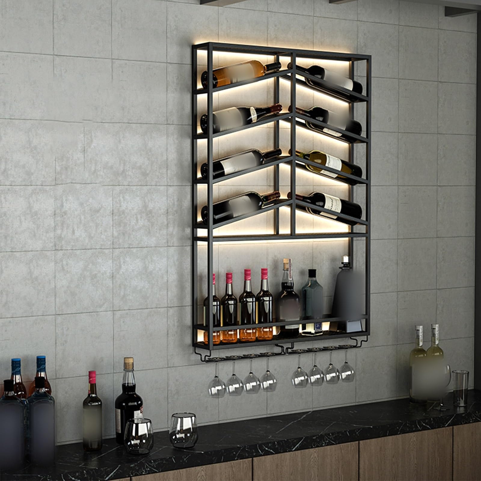 Cadre en métal pour bouteilles de vin au design industriel épuré
