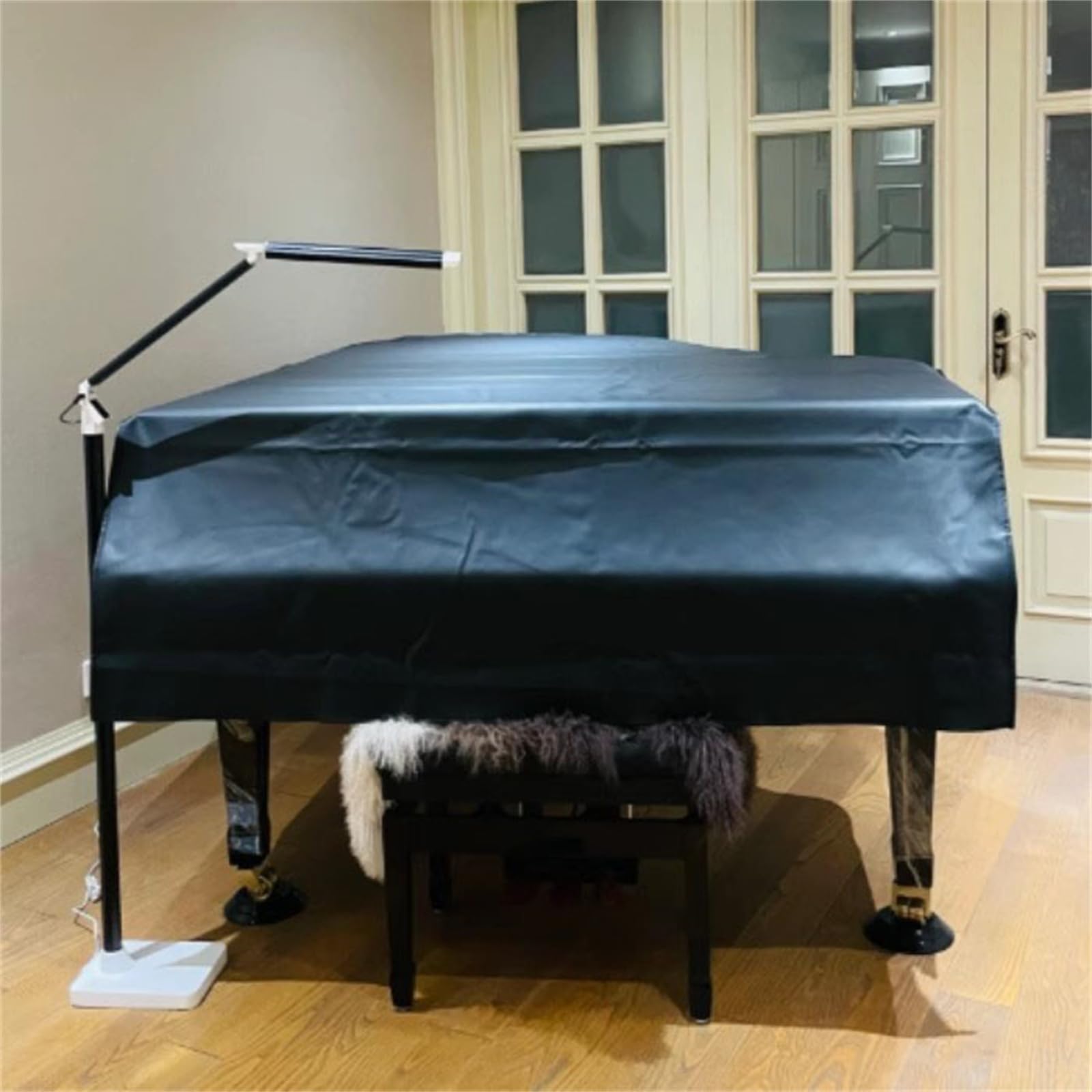 Copertura Antipolvere in Pelle per Pianoforte a Coda, Copertura Universale in Pelle PU, Antipolvere e Impermeabile, Accessorio per Strumento Musicale, Nero, A, 200 cm