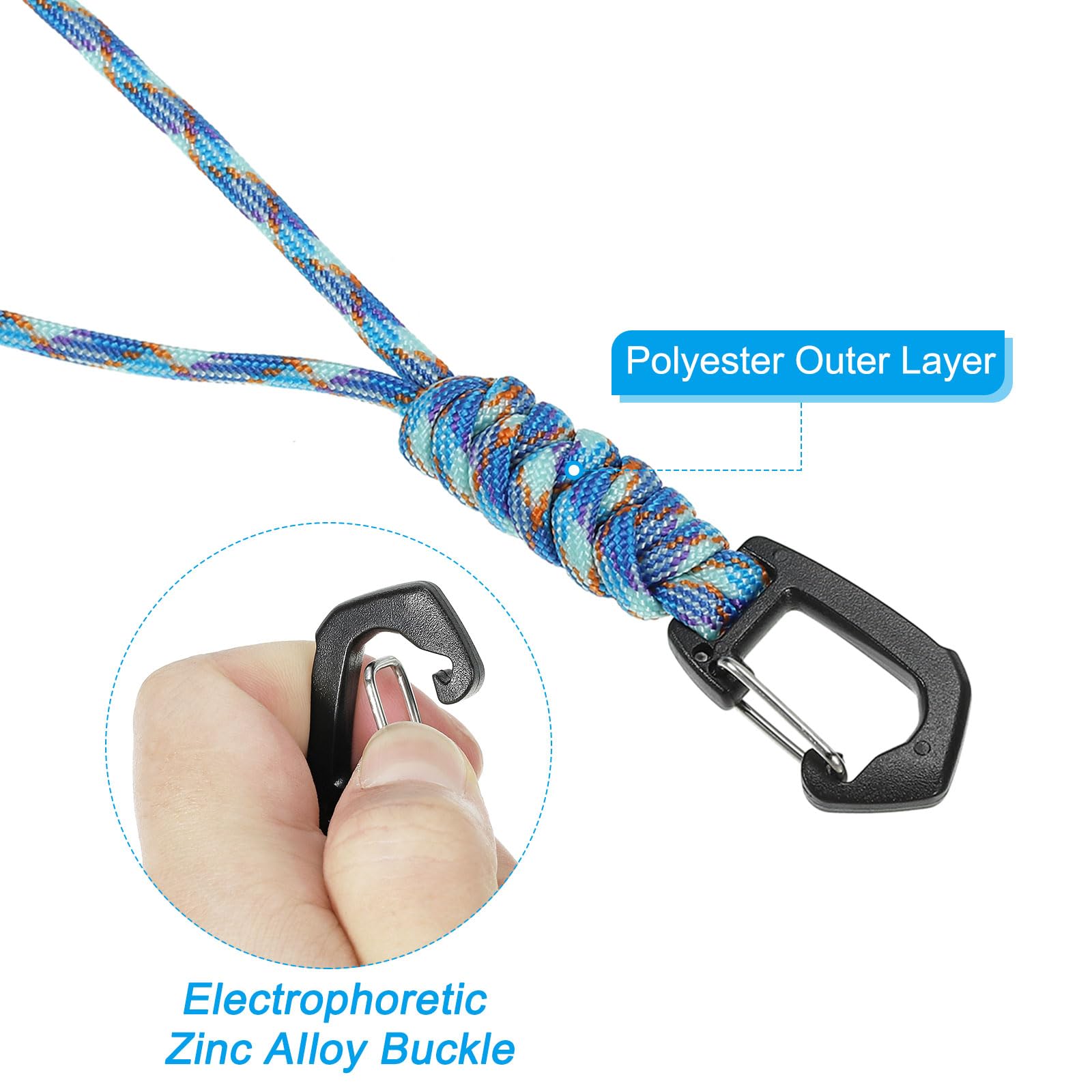 PATIKIL Badge Lanyard 8.6 Inch, Necklace Keychain Cord Metal Clasp Hook Ring Strap for Keys Whistle ID Card Badge Holder Camo Blue - Image 4