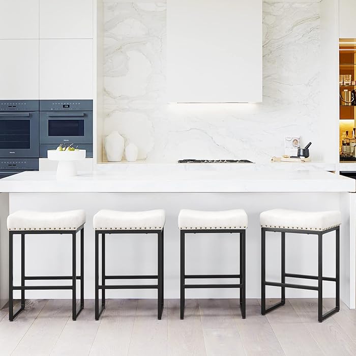 Buy LUE BONA Counter Height Bar Stools 24" Square Saddle BarStools Set