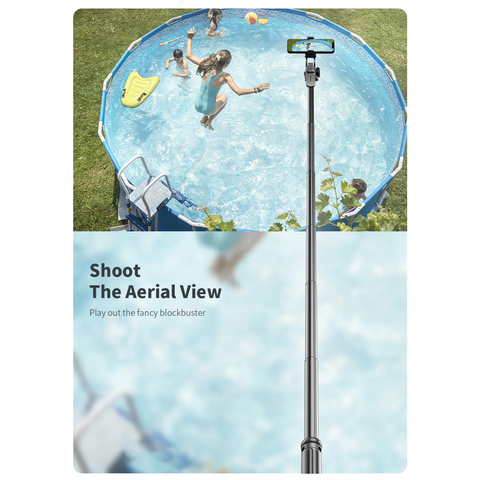 Treppiede da tavolo stabile HUIOP Stabilizzatore cardanico portatile per selfie stick multifunzione da 91,7 pollici con asta telescopica in lega di alluminio Testa a sfera ruotabile a con impugnatura