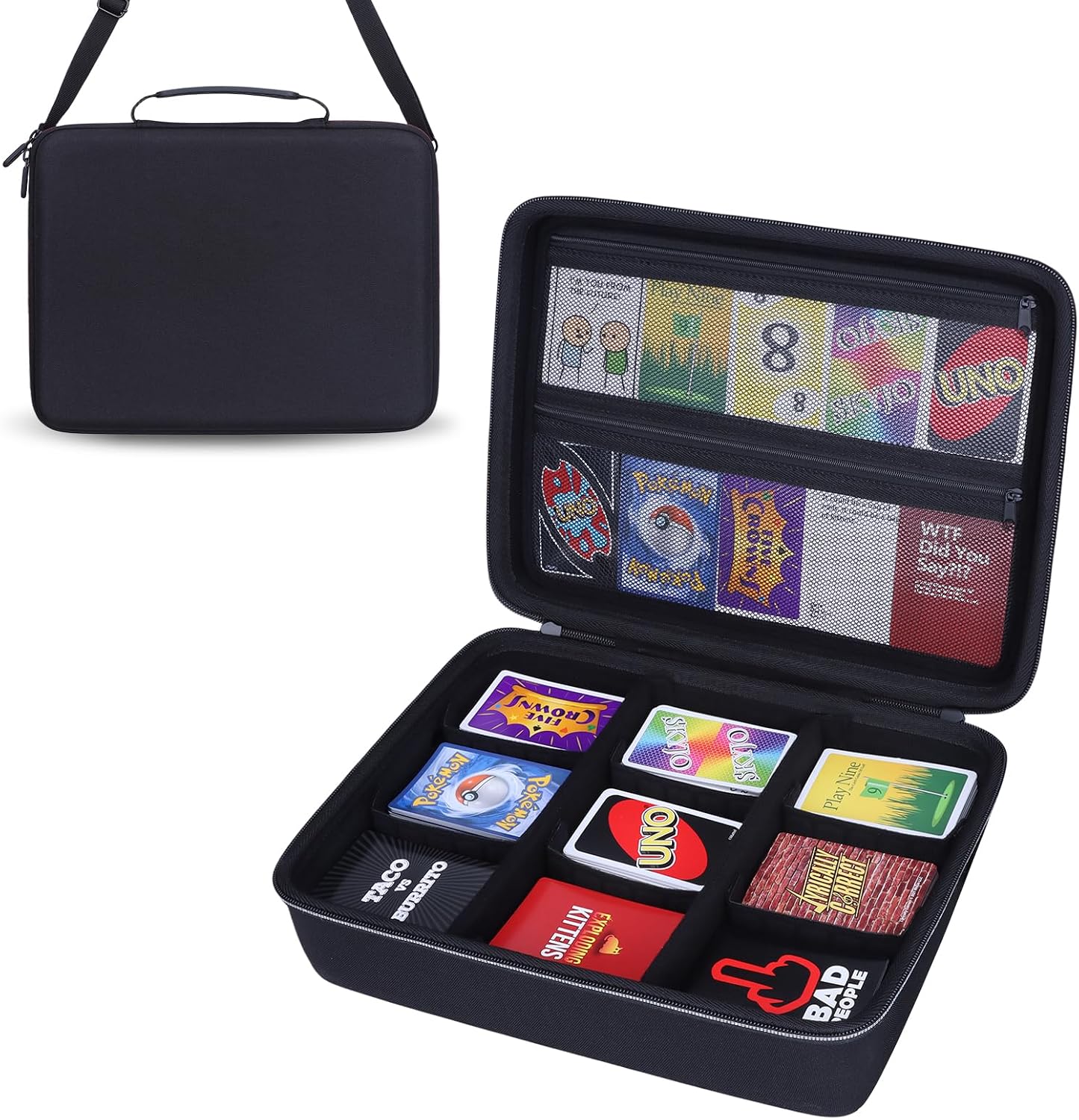 Card Game Case Fits 3000+ Cards,for Pokemon/Flip 7/UNO/Play Nine Card,Black