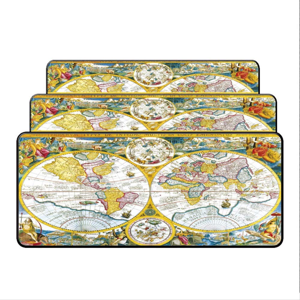 Dhsbd @ Mouse Pad Old World Map Large Mats Rubber Mat Overlock Edge Waterproof Gaming Mouse Pad Mat Xl Big Desk Office Work/Game Birthday Gift 400X900X2Mm
