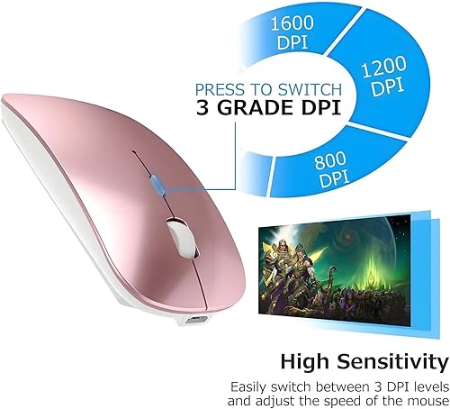 Miniatura 5 de Mouse inalámbrico USB C para MacBook Air MacBook Pro, mouse inalámbrico Bluetooth para portátilPCMaciPad procomputadora (oro rosa)