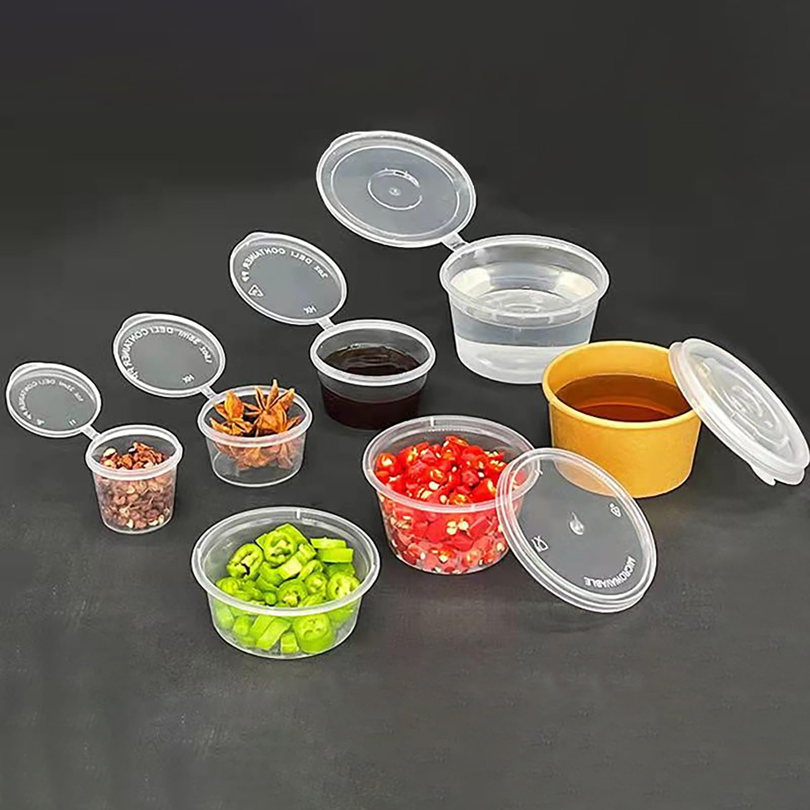 Xikua Clear Small Plastic Containers With Lids, 50 Pack, Leakproof, Stackable, For Sauces, Dips, Salads, Meal Prep, Catering (Rotundity 30Ml)