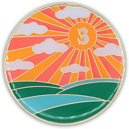 Vista 34 de Chip de sobriedad de 1 año Sunlight of The Spirit AA Coin Recovery Gift Afirmation Token Medallón chapado en oro que brilla en la oscuridad