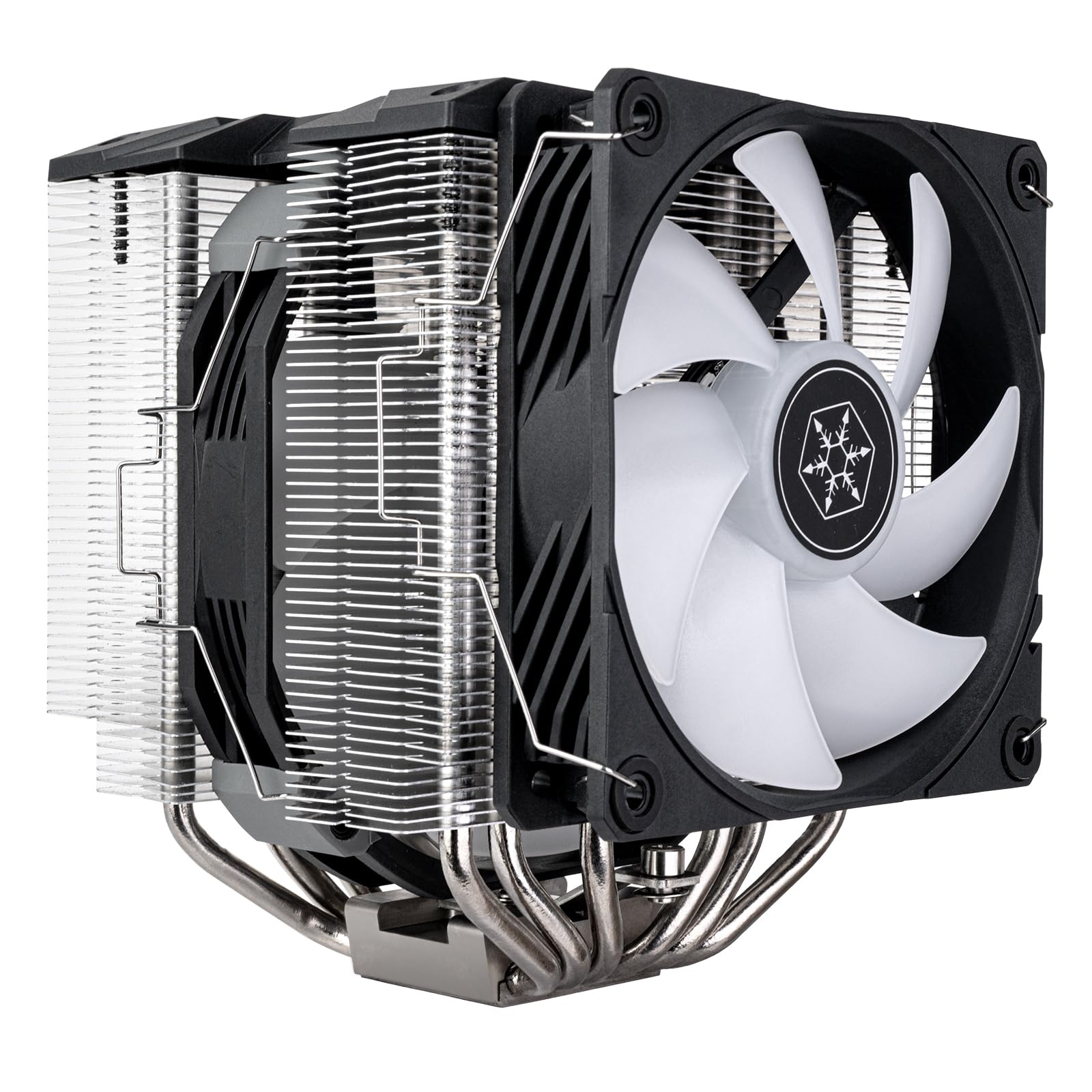 SilverStone Technology Hydrogon D140 ARGB Disipador para CPU de torre dual de alto rendimiento que dispone de seis tubos isotérmicos de cobre y ventiladores ARGB duales SST-HYD140-ARGB