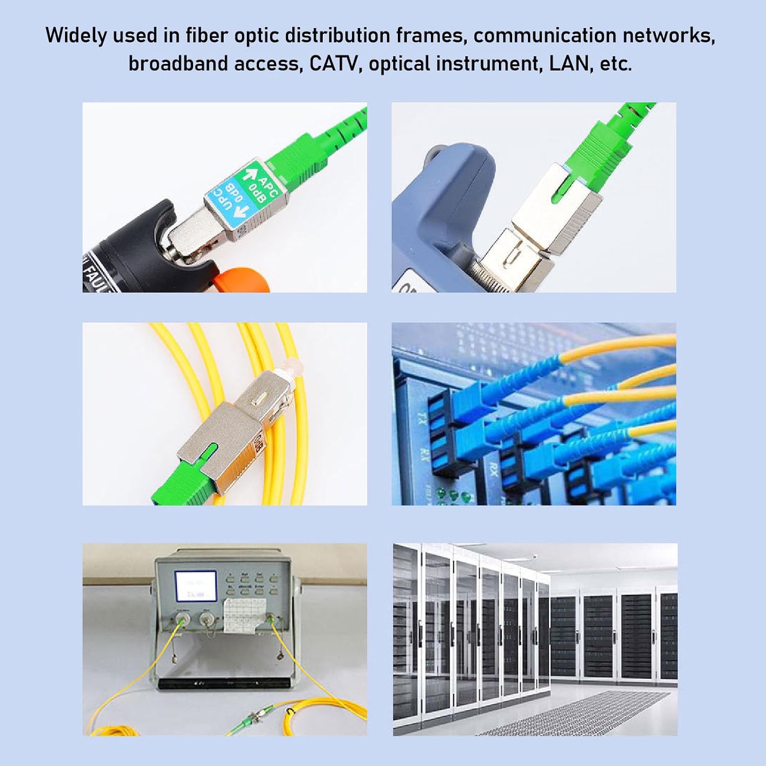 Fiber Optic Coupler: Sc UPC Male to Sc Angled Pc Female Connector, 1200-1600nm Low Loss Optic Converter, 33Pcs