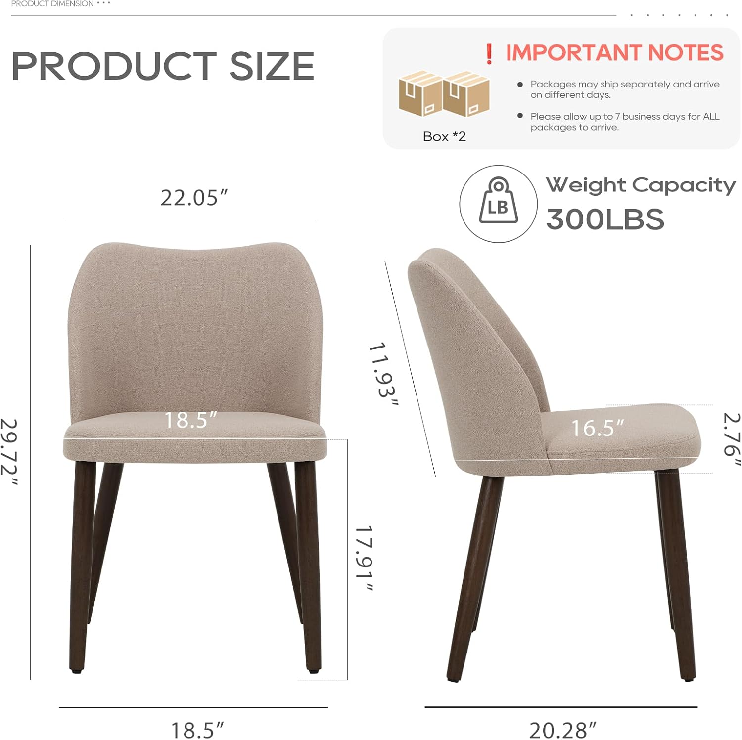 COLAMY Upholstered Dining Chairs Set of 2, Fabric Dining Room Kitchen Chairs with Padded Seat and Wood Legs for Restaurant/Cafe, Camel Camel Set of 4 Retro