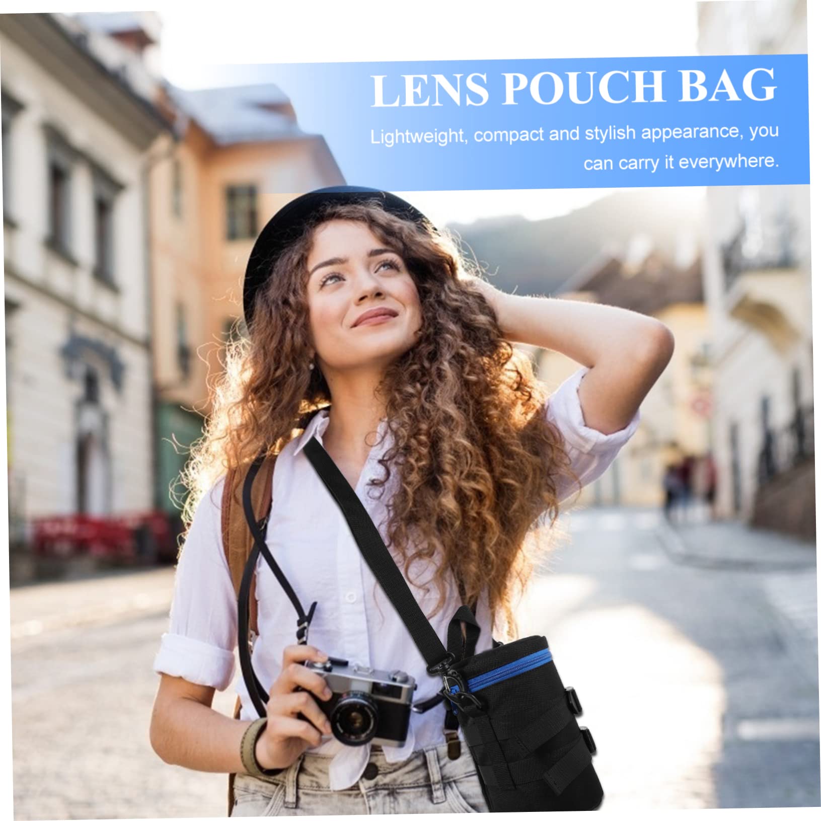Borsa Antiurto della in Poliestere e per Fotocamera Obiettivo Custodia Nero, Compatta Cintura per Fotografi in Movimento