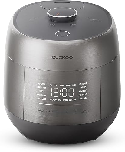 CUCKOO Olla arrocera a presión doble de 6 tazas sin cocer  12 tazas cocidas con tecnología de calentamiento por inducción, sistema de presión