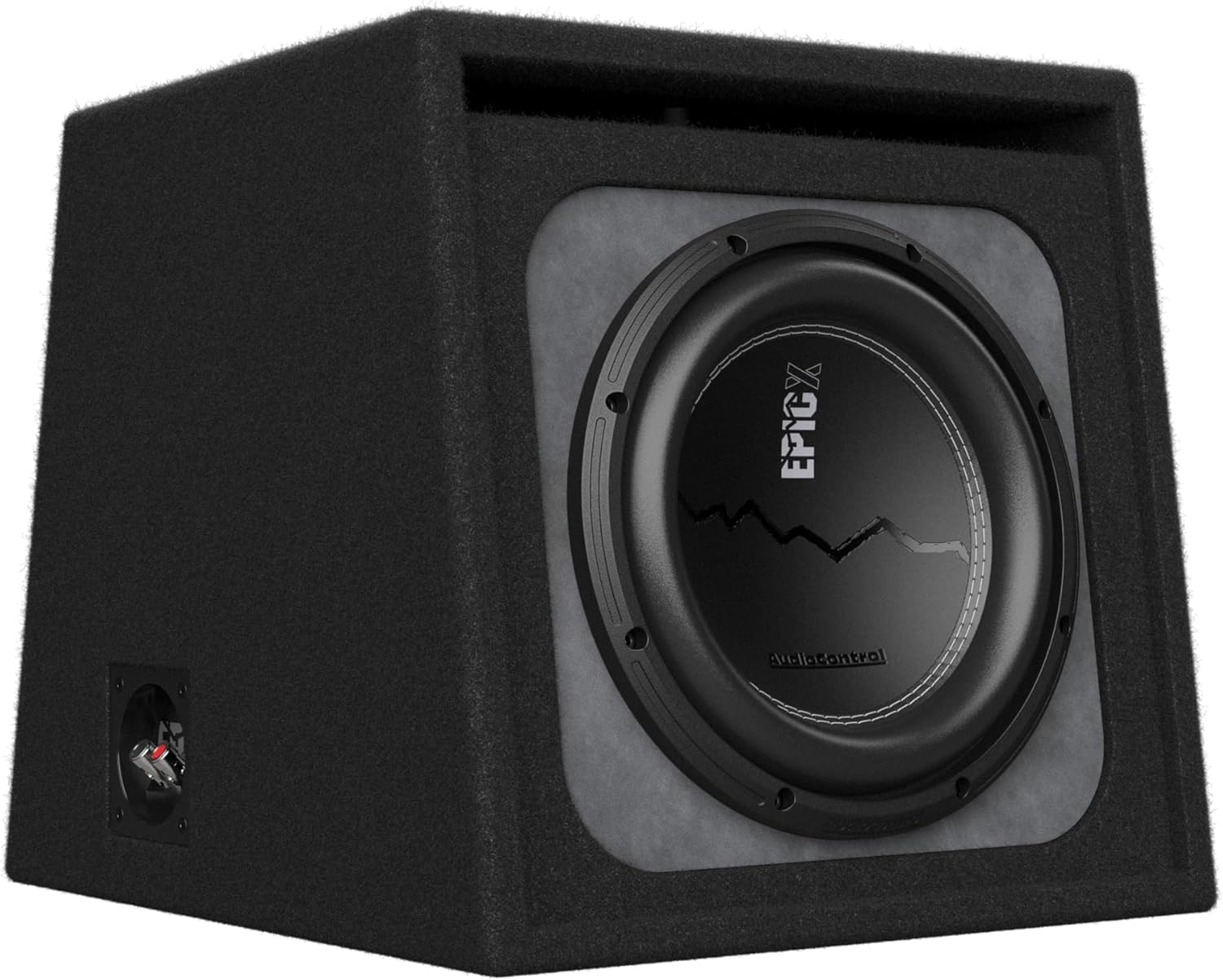 AudioControl EPICX Single 10” Loaded Subwoofer Enclosure, 750W Vented Ported Sub Box for Adding Bass to Car Audio System, 1 Ohm, Includes Customizable Subwoofer Box Insert Panel, Threaded Inserts