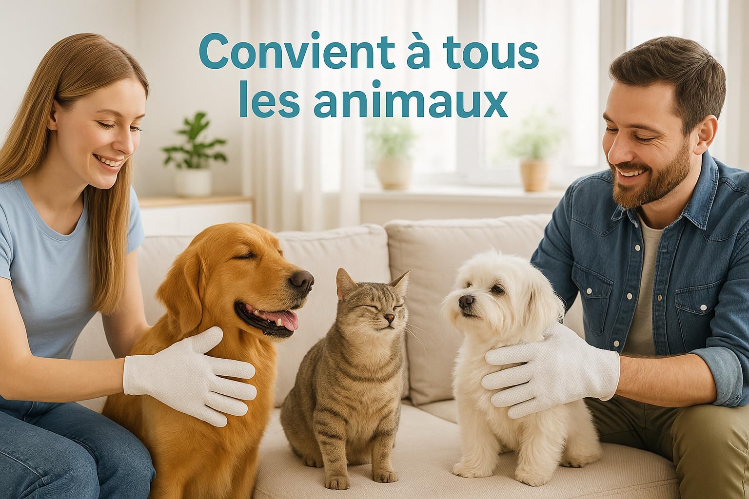 Gants Jetables Toilettage Chien Chat Petits Animaux domestiques – Lot de 12 | Gants Lavage sans Rinçage Hypoallergéniques à l’Aloé & Jojoba | Nettoie, Désodorise & Nourrit | sans Parfum – Forme Main