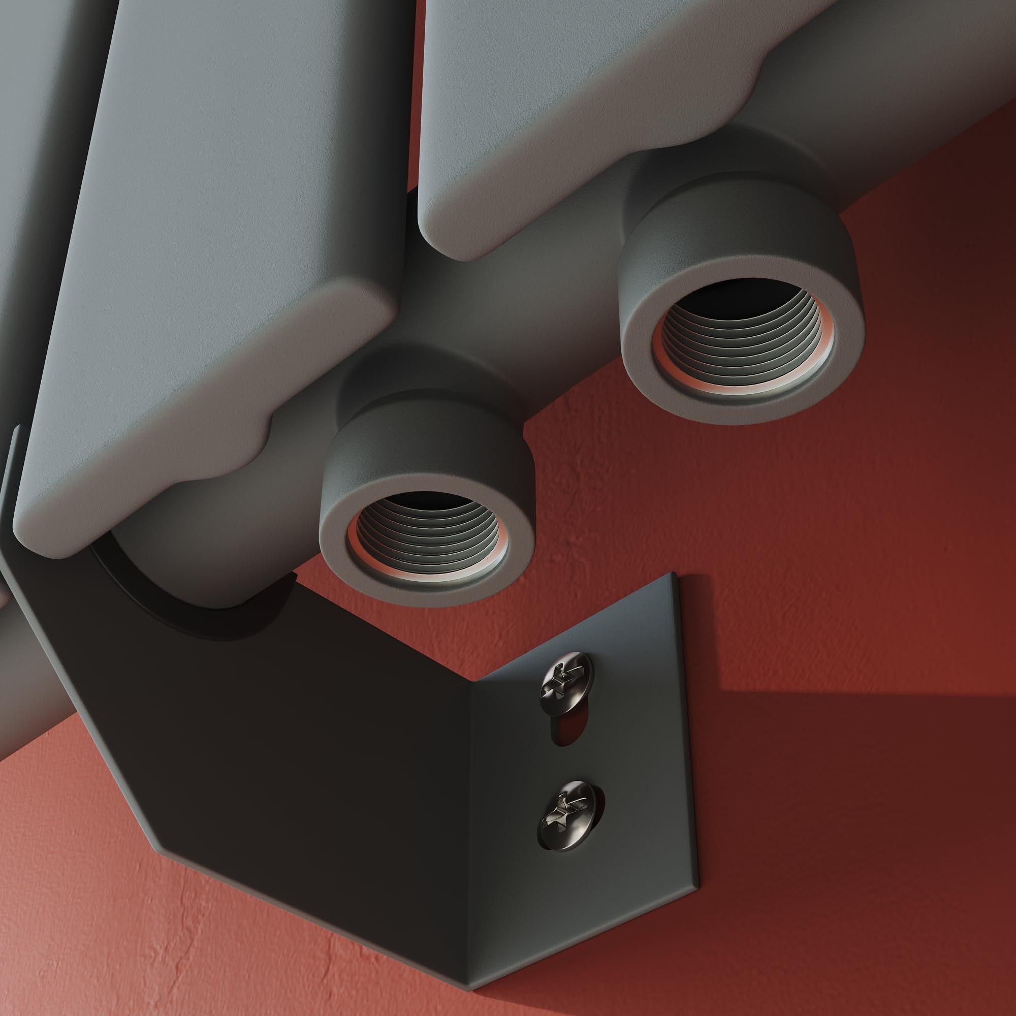 SONNI Riscaldatore di design 600 x 465 mm, Antracite, piatto a strato singolo per bagno - pannello verticale con connettore