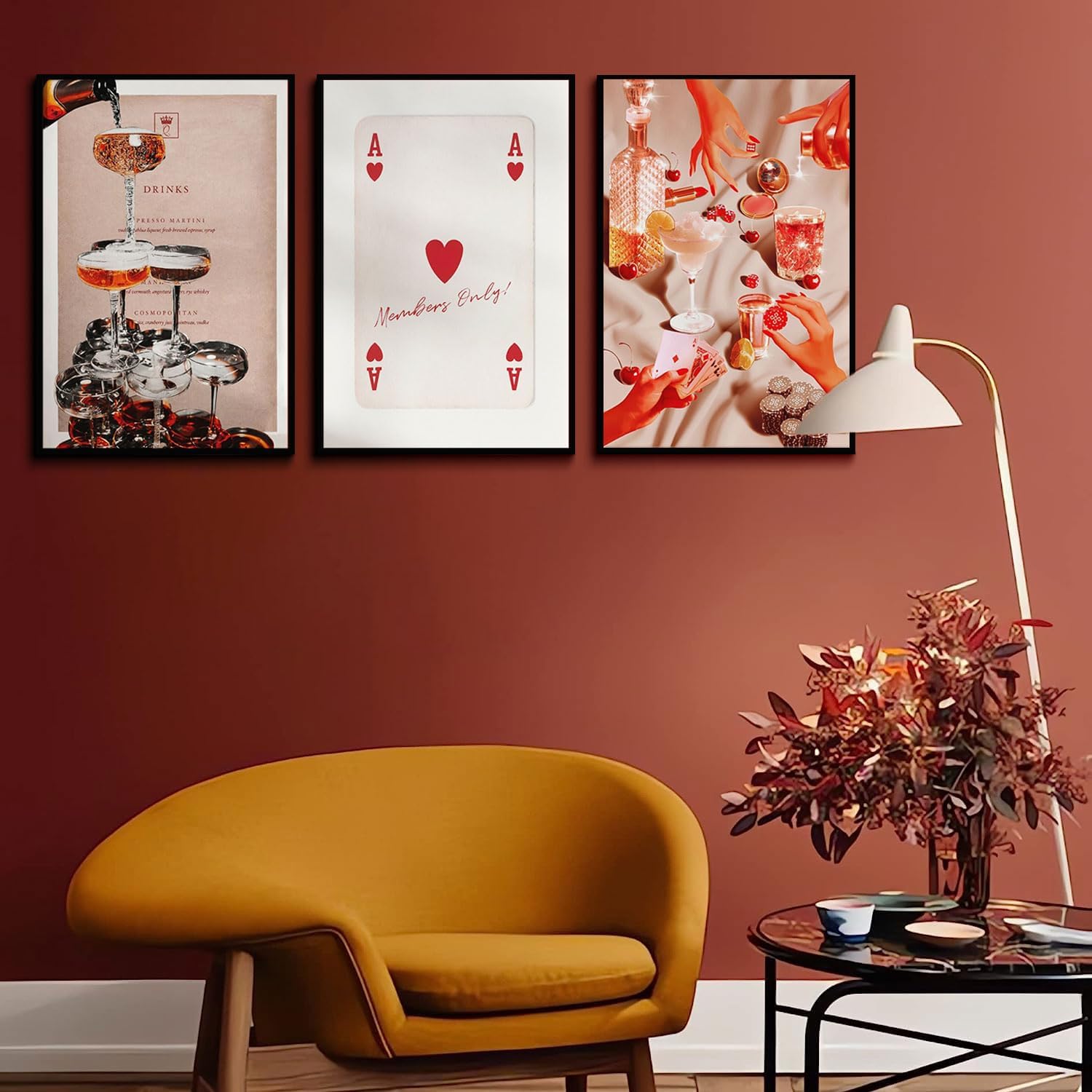 3Pcs Vintage Trendy Wall Art Funny Cocktail Dice Women Poker Night Disco Ball Preppy Wall Art Modern Neutral Aesthetic Posters Prints Funky Bar Cart Decor Pictures for Living Room Decor Unframed