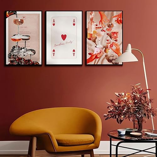 Miniatura 3 de 3 piezas de arte de pared de moda vintage divertido para mujer, dados de cóctel para mujer, bola de discoteca nocturna de póquer, arte de pared,