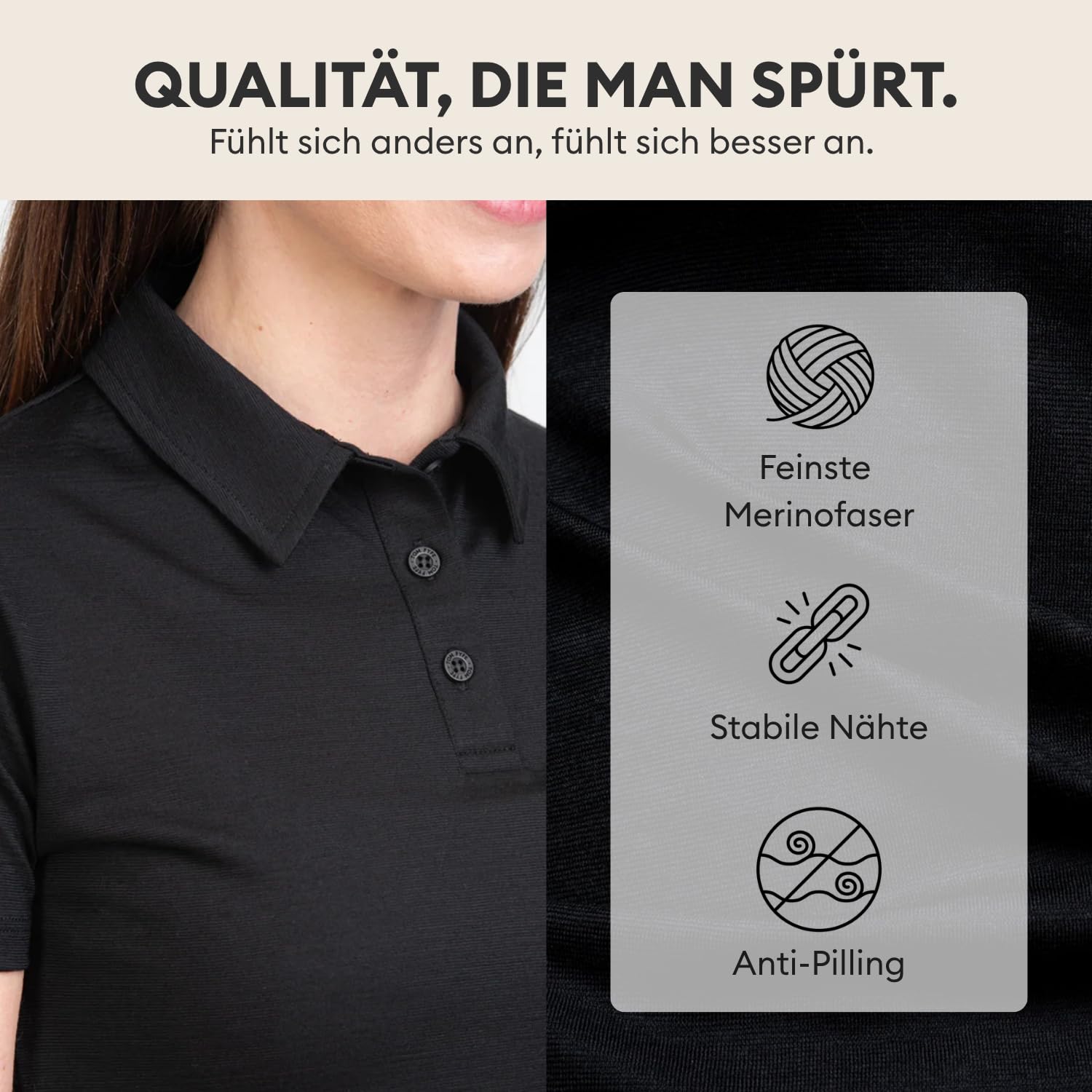Premium Merino Polo-Shirt Damen - Oeko-TEX® Zertifiziert - 100% Merinowolle Damen Kurzarm Poloshirt - feuchtigkeitsregulierend, atmungsaktiv, geruchshemmend – Made in Europe