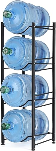 MOOACE Soporte para jarra de agua de 5 galones, estante de almacenamiento de jarra de agua resistente de 4 niveles, soporte dispensador de agua