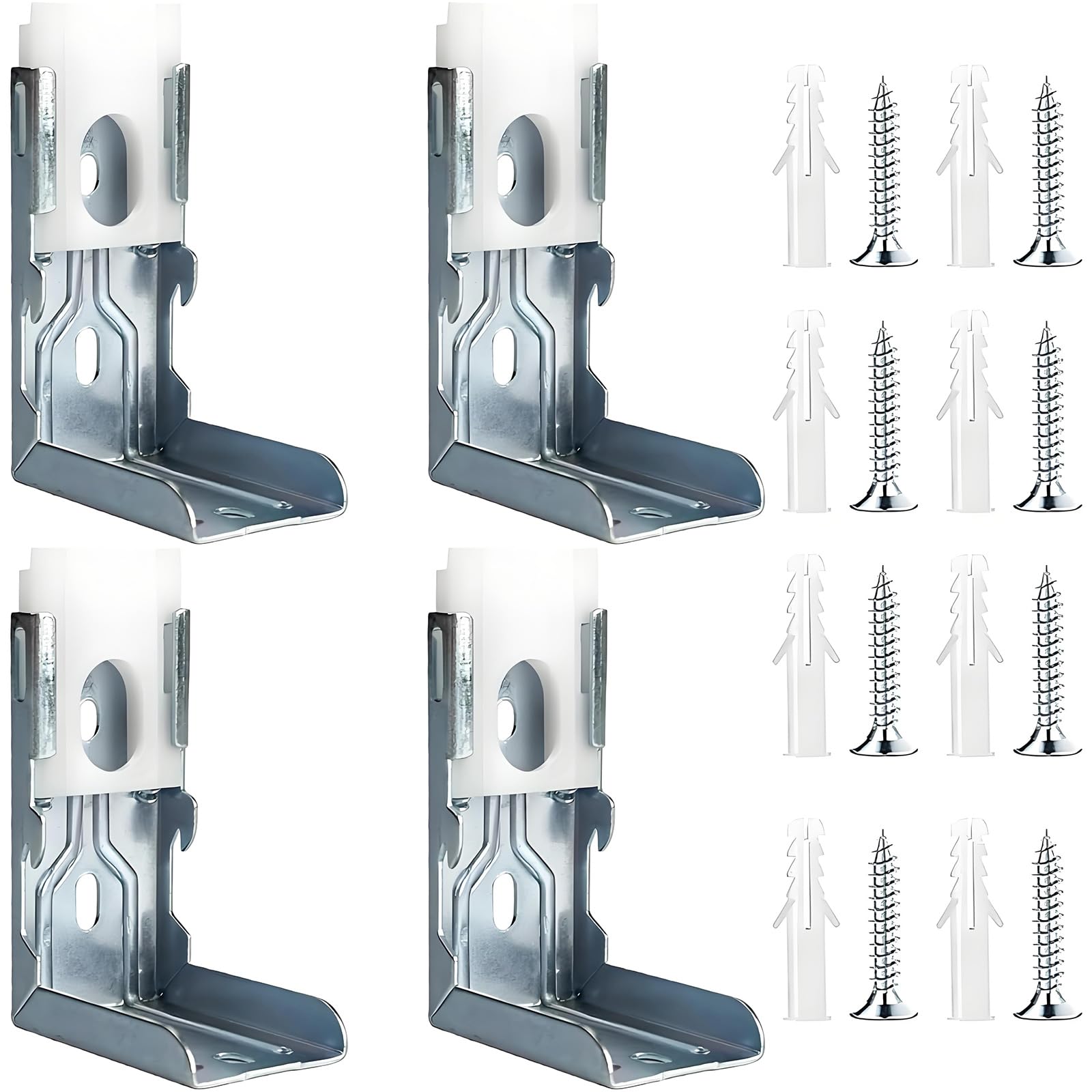 Whoasyst 4Pcs Zebras Shade L Brackets Silver Metal Window Blinds Brackets Clip Light Filtering Roller Shade Mount Hardware Set Wall Mounted Blind Headrail Holder